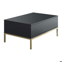 Table basse en agglomeré et métal Lord anthracite et doré