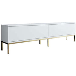Meuble TV en aggloméré et métal Lord blanc et doré