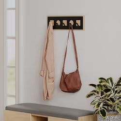 Woody Fashion 855DTE5122 porte-manteaux Mural 5 crochet(s) Noir, Bois