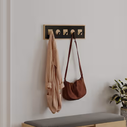 Woody Fashion 855DTE5122 porte-manteaux Mural 5 crochet(s) Noir, Bois - Vue supplémentaire 5