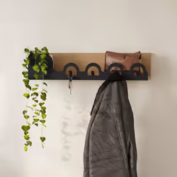 Woody Fashion 855DTE5150 porte-manteaux Mural 4 crochet(s) Noir, Bois - Vue supplémentaire 4