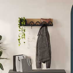 Woody Fashion 855DTE5150 porte-manteaux Mural 4 crochet(s) Noir, Bois - Vue supplémentaire 5