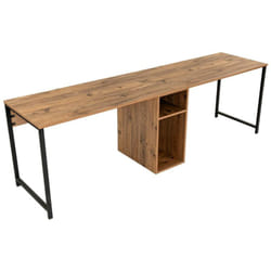 Bureau double moderne Hanvel L240cm Bois Naturel et Métal Noir