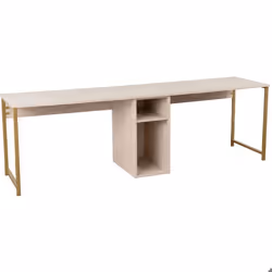 Bureau 2 places en aggloméré Twin beige travertine doré