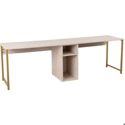 Bureau 2 places en aggloméré Twin beige travertine doré
