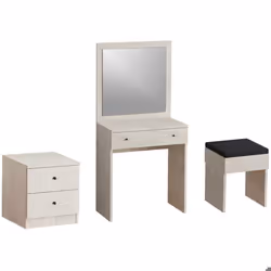 Ensemble coiffeuse avec miroir petite commode et tabouret Nice beige