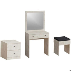 Ensemble coiffeuse avec miroir petite commode et tabouret Nice beige