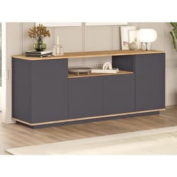 Buffet avec 4 portes et 1 étagère - Anthracite et naturel - LOTULA
