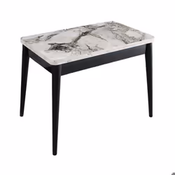 Table de repas extensible Dolunay noir blanc marbré