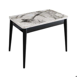 Table de repas extensible Dolunay noir blanc marbré