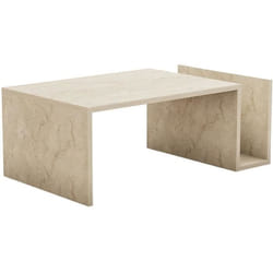 Table basse - MEMO - Rectangulaire - Effet marbre Travertin - 868 x 324 x 50 cm