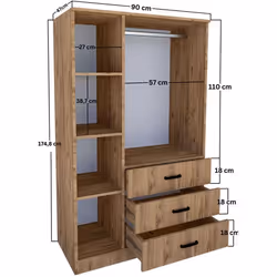 Armoire 3 portes 3 tiroir en aggloméré Easy