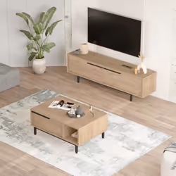 Aspect Finitions Chêne Matériau principal Panneaux de particules mélaminé Dimensions Hauteur (en cm) 45 Longueur (en cm) 160 ...