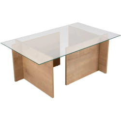 Hanah Home Table basse - Verre et aggloméré Vetrino chêne miel