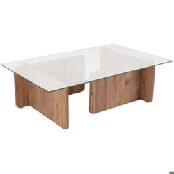 Table basse en verre et aggloméré Flavio pin