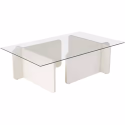 Table basse en verre et aggloméré Flavio blanc