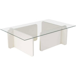 Table basse en verre et aggloméré Flavio blanc