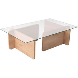 Table basse en verre et aggloméré Flavio chêne