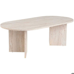 Table basse ovale en aggloméré coloris travertin L119 cm - IRIS