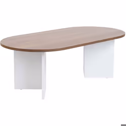 Table basse ovale en aggloméré coloris noyer/blanc L119 cm - IRIS