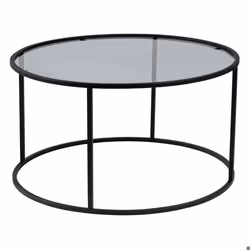 Table basse ronde en métal et verre Aurum noir