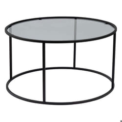 Table basse ronde en métal et verre Aurum noir