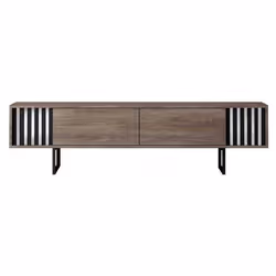 Meuble TV en aggloméré et métal Chrome Line noyer