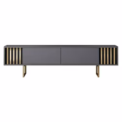 Meuble TV en aggloméré et métal Gold Line anthracite