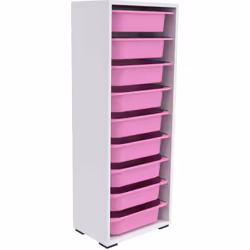 Meuble de rangement 9 tiroirs Zola blanc et rose