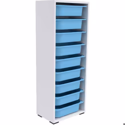 Meuble de rangement 9 tiroirs Zola blanc et bleu