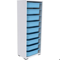 Meuble de rangement 9 tiroirs Zola blanc et bleu