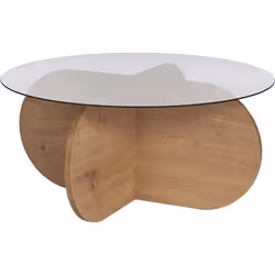 Table basse ronde en verre Aeris chêne verre fumé