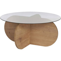 Table basse ronde en verre Aeris chêne verre fumé