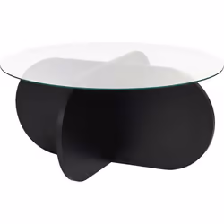 Table basse ronde en verre Aeris noir verre transparent
