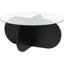 Table basse ronde en verre Aeris noir verre transparent