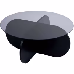 Table basse ronde en verre Aeris noir verre fumé