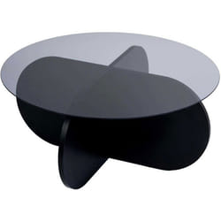Table basse ronde en verre Aeris noir verre fumé