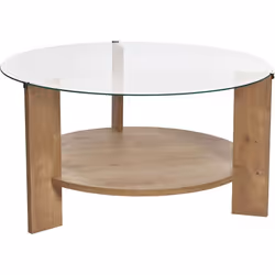 Table basse ronde en verre Clara chêne verre transparent