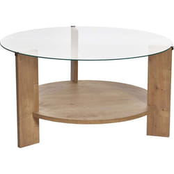 Table basse ronde en verre Clara chêne verre transparent