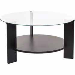 Table basse ronde en verre Clara noir verre transparent