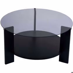 Table basse ronde en verre Clara noir verre fumé
