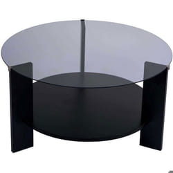 Table basse ronde en verre Clara noir verre fumé