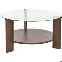 Table basse ronde en verre Clara noyer verre transparent