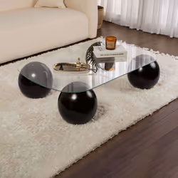 Formez un assortiment de mobiliers raffinés avec cette table basse design en verre trempé et pieds en PU - ZAO. De style chic ...