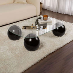 Table basse design 118x75x30 cm en verre trempé et pieds en pu - zao