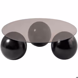 Table basse ronde en verre Miro noir et bronze (verre)