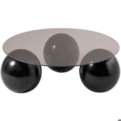 Table basse ronde en verre Miro noir et bronze (verre)