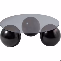 Table basse ronde en verre Miro noir et gris (verre)