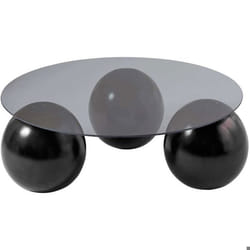 Table basse ronde en verre Miro noir et gris (verre)