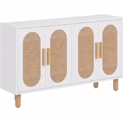 Buffet 4 portes en aggloméré Vera blanc avec jute